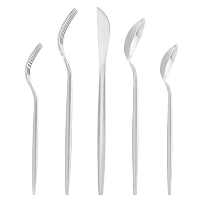 Matte Silverware Set, Oliviola 60-Piece Stainless Steel Flatware Cutlery Set Service for 12, Satin Finish Kitchen Utensil Set, Dishwasher Safe - color: Silver, size: 60-piece