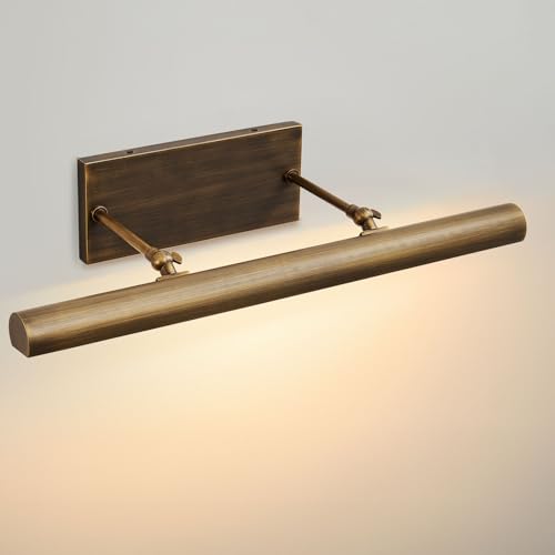 Art Picture Frame Wall Light: 24" Antiquing Copper Dimmable Artwork Painting Spotlight - Hardwired Swing Arm Rotatable 3 Lights over Picture - Linear Accent Lighting above Photo for Gallery Bookcase - color: Antique Brass, size: 24"-3 Bulb