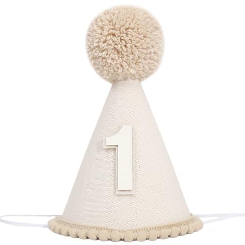 Boho First Birthday Hat-Natural 1st Birthday Boho Decorations,One Birthday Costume Headwear,Cake Smash Photo Prop - color: Beige