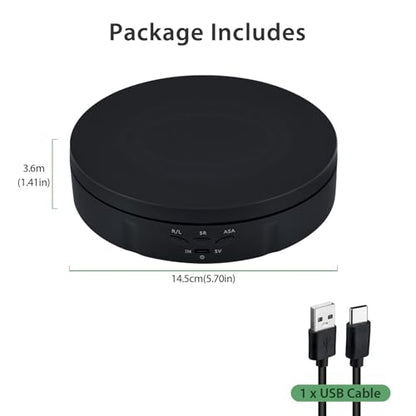 Mcbazel Motorized Rotating Display Stand,5.7inch 360 Degree Electric Rotating Turntable Display Stand for Photography Shows/Jewelry/Watch/3D Models/Cup -The Load-Bearing Capacity is About 10kg,Black - color: Black+5.7inch