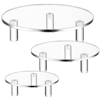 Lineshading 3 Pcs Round Acrylic Display Riser Clear Round Stands Clear Pedestal Riser Board for Cake Plant Dessert Jewelry Collectible Cupcake Figure Wedding Birthday Party Decor(6'',8'',10'') - size: 6'',8'',10''