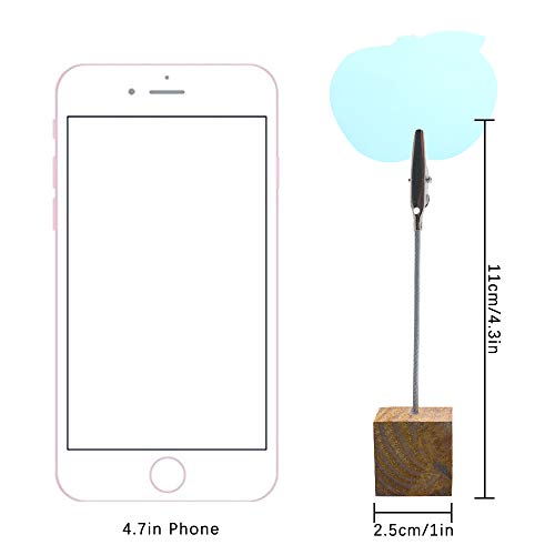 LZYMSZ 8PC Wooden Memo Clips Holder, Picture Holders with Clips, Wooden Base Memo Photo Clip, Photo Cubes for Pictures with Alligator Clip Clasp (Wooden Base)