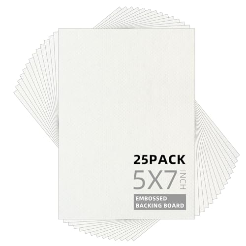 Somime 25 Pack Embossed Backing Boards Only, 5x7 Uncut White Mat Board, Acid Free Backer Boards Ideal for Photos, Pictures, Prints, Frames, and Artwork - size: 5x7