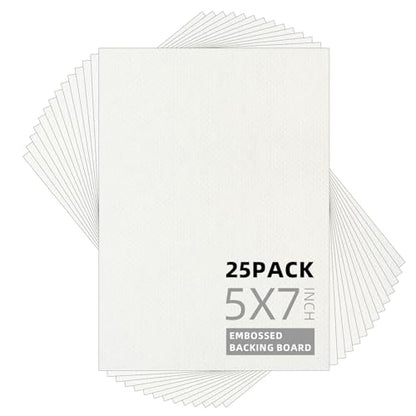 Somime 25 Pack Embossed Backing Boards Only, 5x7 Uncut White Mat Board, Acid Free Backer Boards Ideal for Photos, Pictures, Prints, Frames, and Artwork - size: 5x7