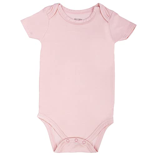 GUISBY Baby Short Sleeve Bodysuits, Rayon Summer Newborn Infant Boys Girls 0-24 Months - color: Light Orange, size: 0-3 Months