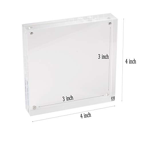 Meetu Acrylic 4x4 Picture Frame Clear Two Sided Desk Photo Frame Magnetic Frame Inner Size 3x3 with Gift Pack for Display Family Pictures Baby Photos Friends Pictures or Pet Dog Picture（5 Pack） - size: 4x4"(5 Pack)