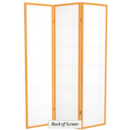 Red Lantern 6 ft. Tall Double Cross Shoji Screen - Honey - 3 Panels - color: Honey, size: 3 Panel