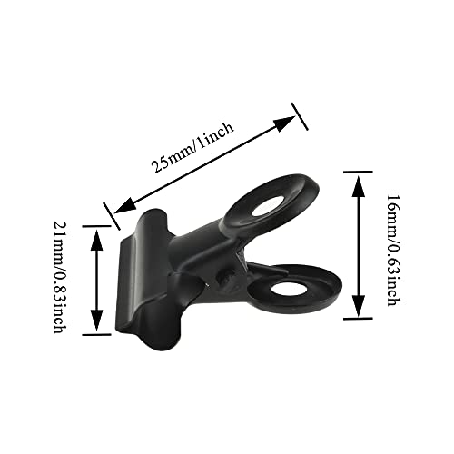 HAHIYO 0.87inch Black Bulldog Clips Metal File Hinge Binder Clips Clamps Save Space Strong Spring Jaws Rock Solid Grip Book Lay Flat Deburred Edge for Hang Photos Wall Grid Dog Food 30PCS - size: Black-0.87in-30P