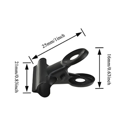 HAHIYO 0.87inch Black Bulldog Clips Metal File Hinge Binder Clips Clamps Save Space Strong Spring Jaws Rock Solid Grip Book Lay Flat Deburred Edge for Hang Photos Wall Grid Dog Food 30PCS - size: Black-0.87in-30P