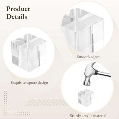 24 Pcs Acrylic Blocks for Display, 1 x 1 x 1 in Clear Square Cube Stands, Transparent Polished Floating Pedestal Holders, for Jewelry, Collectibles, Photography Presentations