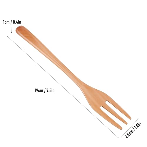 Haofy 5PCS Wooden Forks, 7.5 Inch Reusable Japanese Salad Dinner Forks with 3 Prong Design, for Eating Stirring Fruits and Salads