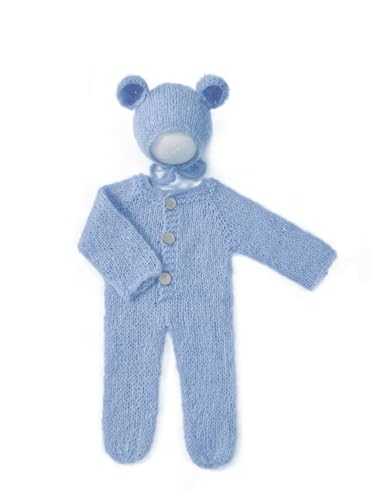 Newborn Baby Photography Props Outfits Cute Bear Hat Romper Set Infant Baby Boy Girl Photoshoot Props Costume ﻿ - color: Blue