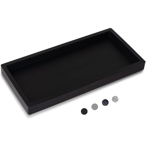 Bathroom Trays for Counter, Slicone Vanity Trays for Bathroom, Rectangle Sponge Holder for Kitchen Sink - Black - color: Black, size: 9.8" x 4.7"