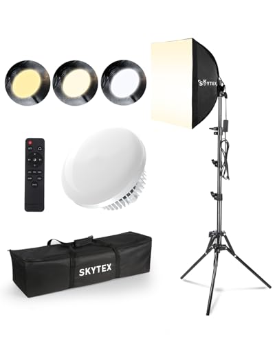 Skytex Softbox Lighting Kit 16x16in Soft Box 1Pack Upgrade 135W 2700-6400K 100V-240V E27 LEDBulb Continuous Photography Lighting,Photo Studio Light Equipment for Camera Shooting Video Recording