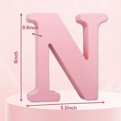 AOCEAN 6 Inch Pink Wood Letters Unfinished Wooden Letters for Wall MAGA Decorative Standing Letters Slices Sign Board for Crafts Christmas Decoration Home Party Projects (N) - style: N