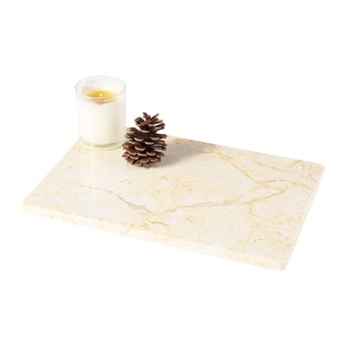 Natural Marble Cutting Boards for Kitchen - 12" x 8" Multi-Purpose Pastry Marble Tray Cheese Board Marble Slab for Counter, Bathroom Perfume Tray Jewelry Candle Plate (Yellow) - color: Yellow River, size: 12" x 8" x 0.4"