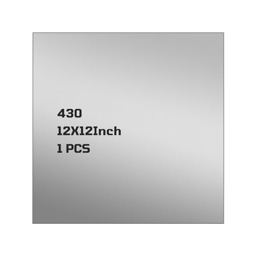 430 Stainless Steel Sheet Metal, 12" x 12", 22 Gauge (0.8mm) Stainless Steel Plate, Cut to Size Metal Sheet for Crafts, Kitchen & Office, 1 Pack - size: 12" x 12" x 0.03"