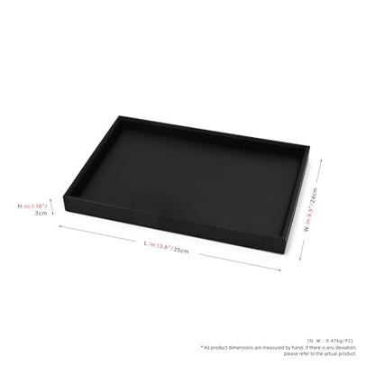Black PU Leather Jewelry Display Flat Tray Ring Necklace Watch Organizer Display Tray (1 grid) - style: Flat Tray