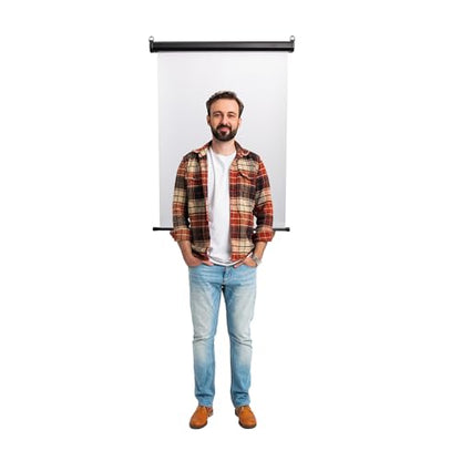 Retractable White Photo ID Backdrop for Passport Photos (Wall/Ceiling) - size: 30-11/16" W x 52" H