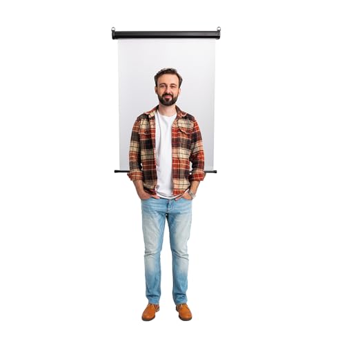 Retractable White Photo ID Backdrop for Passport Photos (Wall/Ceiling) - size: 30-11/16" W x 52" H
