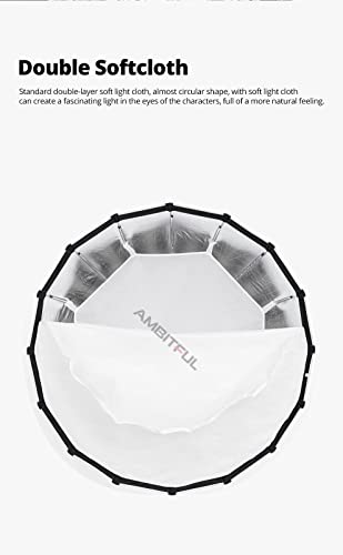 AMBITFUL QD-P70 27.55inch / 70CM Quick Release Parabolic Depth Bowens Softbox + Honeycomb Grid for Bowens Mount Studio Flash (AMBITFUL QD-P70+ Honeycomb Grid) - size: QD-P70- 70cm