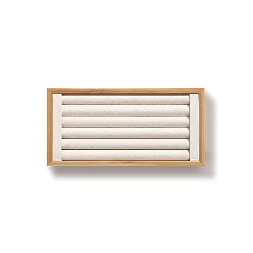 Bamboo Ring Holder,Ring Display Stand,Jewelry Organizer Stand for Rings Earrings Selling（Beige） - color: Beige