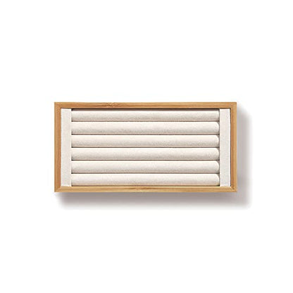 Bamboo Ring Holder,Ring Display Stand,Jewelry Organizer Stand for Rings Earrings Selling（Beige） - color: Beige