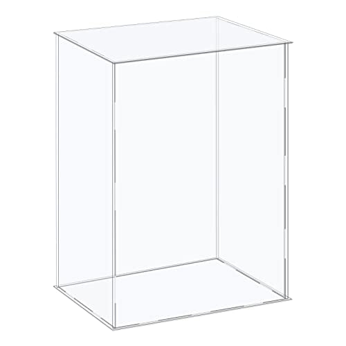 MECCANIXITY Acrylic Display Case Plastic Box Cube Storage Box Clear Assemble Showcase 14.1x10.2x14.1 Inch for Collectibles - size: 14.1x10.2x14.1 Inch