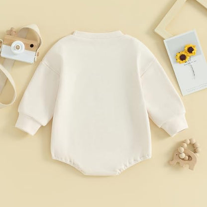 VISGOGO Newborn Infant Baby Boy Girls Oversized Romper Little Dude Sweater Onesie Coming Home Outfit Neutral Clothes - color: Beige-aunties Bestie, size: 3-6 Months