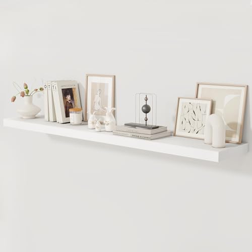 Fun Memories 72 Inch Floating Shelf, 12 Inch Deep Wall Shelf for Fireplace Mantel, Deep Storage Shelves for Home & Office, Wall Shelves with Invisible Bracket, White, Set of 1 - color: White, size: 72"W x 12"D, 1 Pack