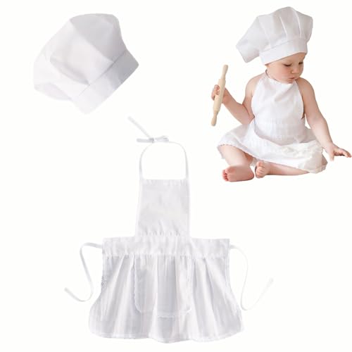 2 PCS Baby Photography Props, Chef Posing Photo for 6-24 Months, Chef Hat and Apron Photo Props - color: Girl
