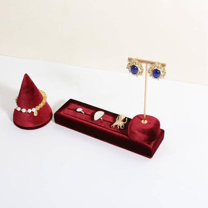 Velvet Earring T Bar Stand Jewelry Display, Earring Display Holder for Selling, Jewelry Storage Organizer【Red】 - color: Red