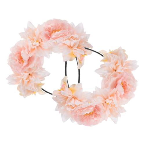 Tofficu 2pcs Vintage Floral Headbands Double-sided Simulation Flowers Hair Accessories for Women Photo Props Flower Girl Headpiece