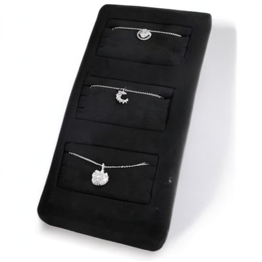Oirlv Premium Black Microfiber Jewelry Display Tray Jewelry Display Set for Selling 3 Slots Necklace Display Stand Necklace Display Tray(TT07005) - size: 3 necklaces tray