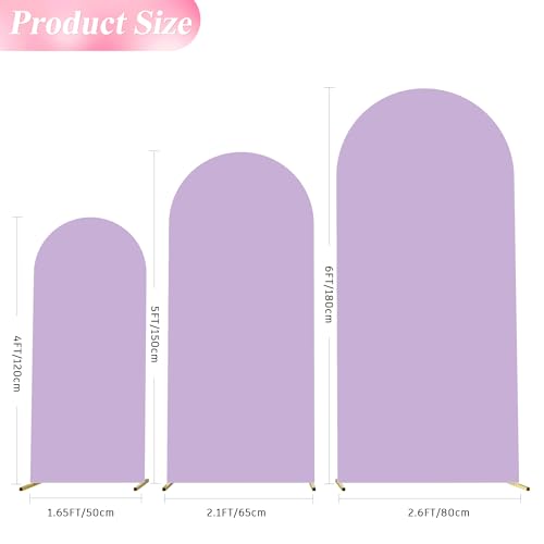 Wokceer Wedding Arch Cover Set of 3 Spandex Fitted Wedding Arch Stand Covers for Round Top Chiara Arch Backdrop Stands Cover for Birthday Party Ceremony Banquet Decoration 4ft,5ft,6ft Lavender - color: Lavender, size: 4FT, 5FT, 6FT