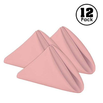 Gee Di Moda Cloth Napkins - 17 x 17 Inch Pink Dinner Napkins - Set of 12 Soft & Absorbent Washable Fabric Cloth Table Napkins with Hemmed Edges for Hotel Restaurant, Holiday Parties & Wedding - color: Pink