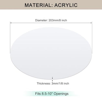 Lampshade Diffuser, 8" Diameter Round Diffuser Lamp Shade for Drum Style Lampshades Pendants Softening Light, DIY Light Fits 8.5-10" Openings, Frosted White Acrylic - size: 8 Inch
