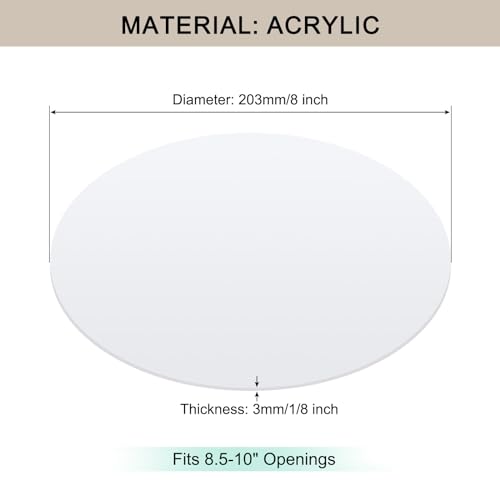 Lampshade Diffuser, 8" Diameter Round Diffuser Lamp Shade for Drum Style Lampshades Pendants Softening Light, DIY Light Fits 8.5-10" Openings, Frosted White Acrylic - size: 8 Inch