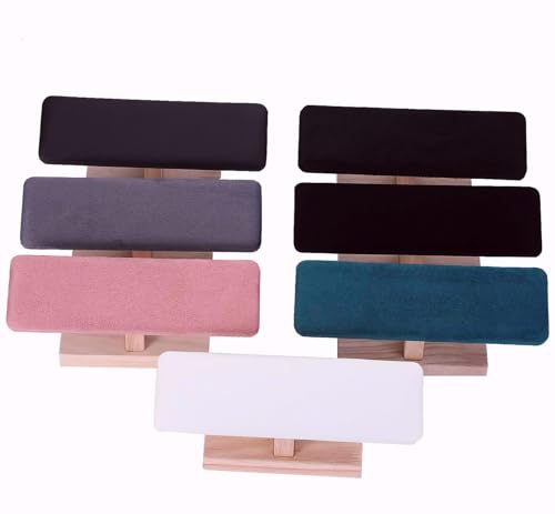 Wooden Watches Display Tower Base Watch Neck Bracelet Organizer Rack Bangle Scrunchie Headband Showcase Tower Dark Green Suede - color: Flat Suede Dark Green