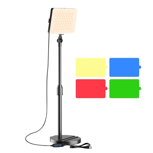 Mionondi LED Video Light with Stand, Home Studio Back Lights, Photo Lights with Color Filters for Close Photography Lighting YouTube Video Recording, Desk Game Steaming