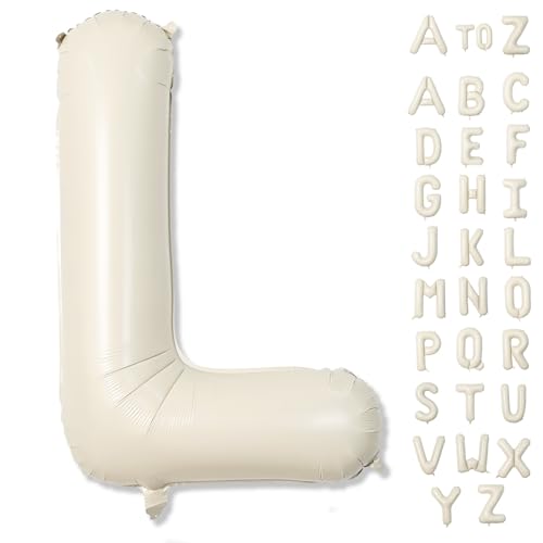Cream Name Balloon Letters, Large Mylar Helium Alphabet L Custom Balloon Letter Beige Decor, 40 Inch Inflatable Sand White Letter L Foil Customize Balloons for Girls Birthday Party Decoration Supplies - color: Cream, size: Letter L