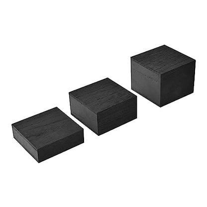 MOOCA Customizable Wooden Display Risers Set - 3 Different Height Stands for Jewelry, Watches, Cosmetics, and Accessory, Black Color - color: Black