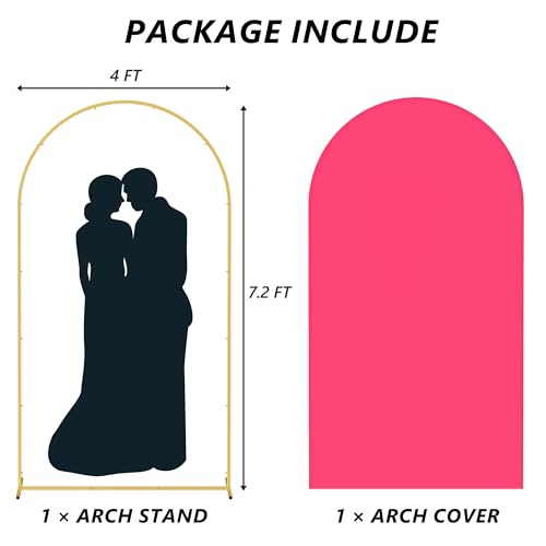 Neatsure Arch Backdrop Stand and Cover Set, 7.2FT Metal Photo Balloon Arch Backdrop Stand for Wedding Birthday Party Baby Shower Ceremony Graduation Decoration, Fushia - color: Fuchsia, size: 7.2FT