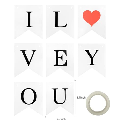 Mr & Mrs Signs Wooden Freestanding Letters for Photo Props, Rustic Decoration, Anniversary & Wedding Shower Gift (White + I LOVE YOU banner) - color: White with I LOVE YOU banner
