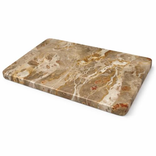 Home Basics Multi-Purpose Pastry Marble Tray Cutting Board Slab With Non-Slip Feet For Stability & Scratch Protection For Countertop. Easy To Clean,Trivet, Beige, (8Inches x 12Inches) - color: Beige, size: 12"L x 8"W