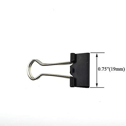 HAHIYO Binder Clips Paper Clamps Spring Steel Sturdy Small 0.75 inches Width 0.28 Inch Capacity No Sharp Edges Heavy Duty Tight Grip Reusable Black Metal Bright Finish for Home Office School 30 Pack - size: 0.75in-30P