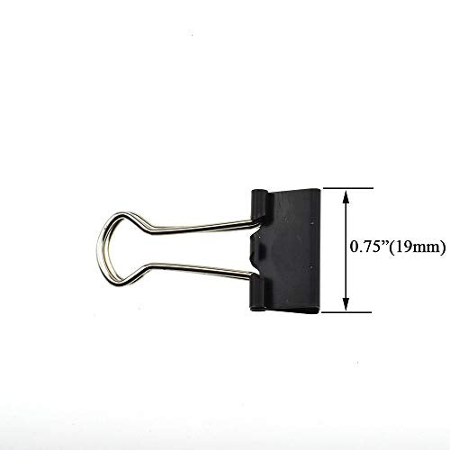 HAHIYO Binder Clips Paper Clamps Spring Steel Sturdy Small 0.75 inches Width 0.28 Inch Capacity No Sharp Edges Heavy Duty Tight Grip Reusable Black Metal Bright Finish for Home Office School 30 Pack - size: 0.75in-30P