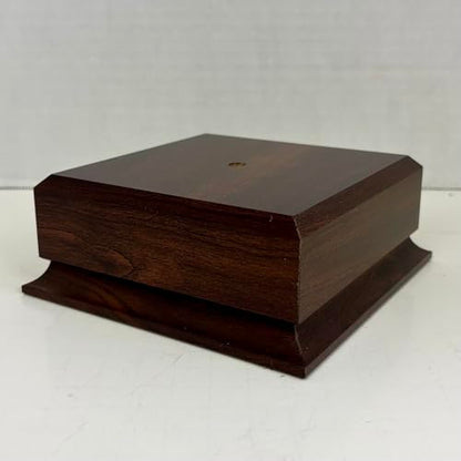 Display Base Pedestal Cherry Finish with 5/16" Center Hole – Square Stand Blank for Trophies, Figurines, 3D Prints, DIY Projects – Available in Multiple Sizes (5 1/2"Lx5 1/2"Wx2 1/8"H) - size: 5 1/2"Lx5 1/2"Wx2 1/8"H