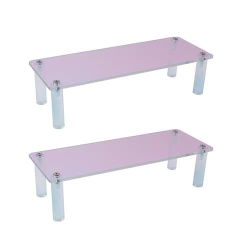 MY MIRONEY 2PCS Acrylic Display Stand Iridescent Display Shelf Figurines Organizer Cupcakes Holder for Cake Food Desserts Figurines Collectibles Perfume Jewelry Makeup(7.87" x 2.95" x 1.97") - size: 7.87" x 2.95" x 1.97"