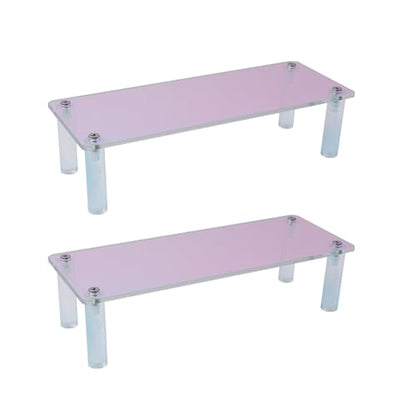MY MIRONEY 2PCS Acrylic Display Stand Iridescent Display Shelf Figurines Organizer Cupcakes Holder for Cake Food Desserts Figurines Collectibles Perfume Jewelry Makeup(7.87" x 2.95" x 1.97") - size: 7.87" x 2.95" x 1.97"